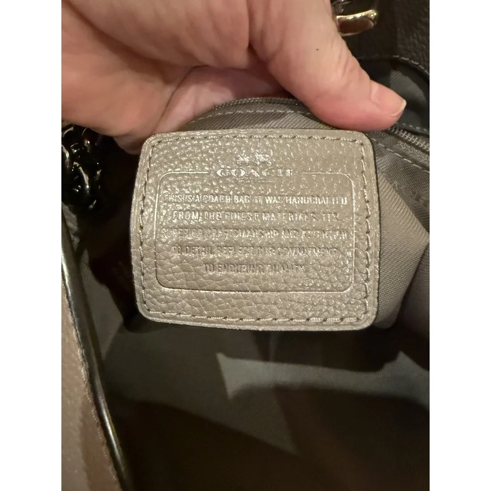 COACH Edie Grey Pebbled Leather Turnlock Shoulder Hand Bag Purse 3‎ Compartment - Picture 14 of 14
